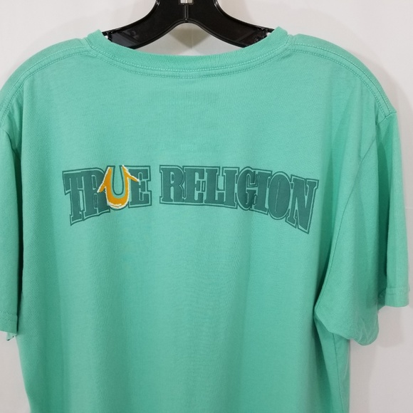 True Religion Mens T-Shirt Green Graphic Tee New - Picture 8 of 8